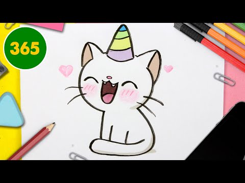 Comment dessiner un chat licorne kawaii 🔥 apprendre à dessiner 🔥Comment dessiner Kawaii facile