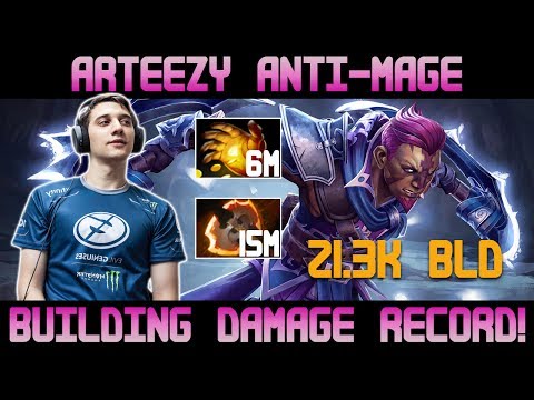 BUILDING DAMAGE RECORD! Arteezy plays Anti Mage - Dota 2