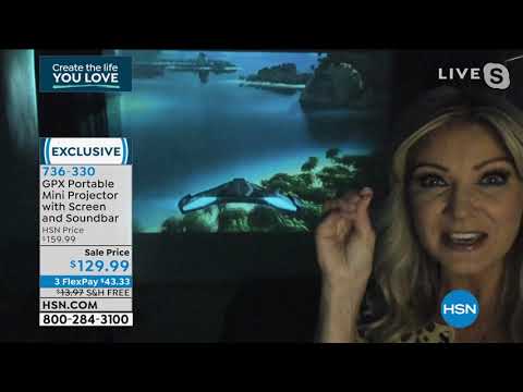 GPX Portable Mini Projector with Screen and 15" Soundbar