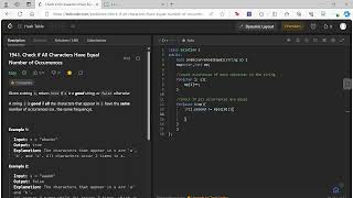 YouTube video '1941. Check if All Characters Have Equal Number of Occurrences - Leetcode - Hashmap- C++ Tutorial'
