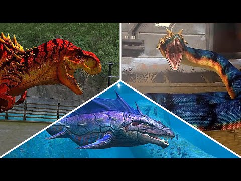 T REX VS DUNKLEOSAURUS VS TITANOBOA - TOURNAMENT || JURASSIC WORLD THE GAME