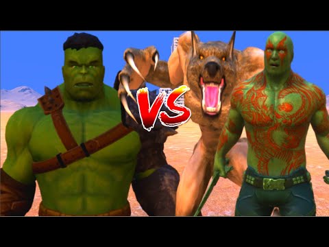 100 HULK vs 1000 Werewolf and 1000 drax the destroyer (Marvel vs Marvel)