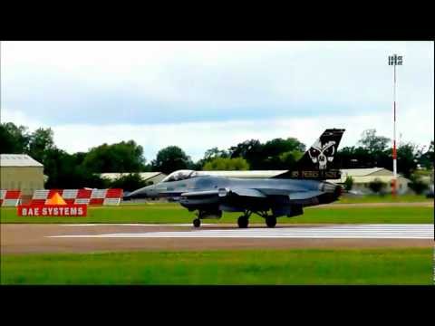 Two Belgian Air Force F-16 Takeoff Fairford Air Tattoo (RIAT) 2012