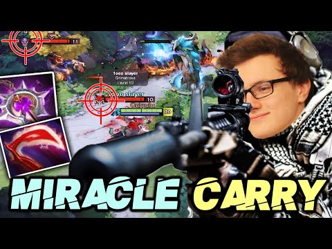 Miracle Carry Sniping Enemy Suuports - Almost 1 Shot Dota 2