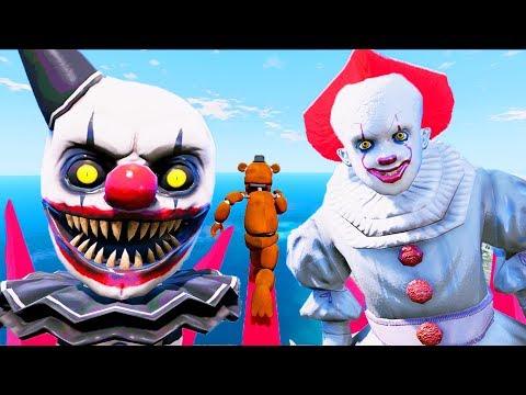 Withered Freddy's Ultimate Hardest Evil Clown Pennywise Deathrun! (GTA 5 Mods FNAF RedHatter)