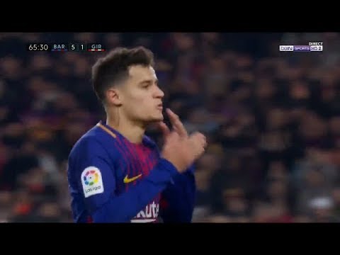 Philippe Coutinho first la liga league goal in the Nou Camp - Barcelona 6-1 Girona