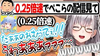 コメントに勧められて0.25倍速のぺこらを見てみたら面白すぎて大爆笑する団長【白銀ノエル/兎田ぺこら/ホロライブ切り抜き】