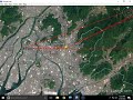 Enola Gay Atomic Bomb route of Hiroshima from Google Earth