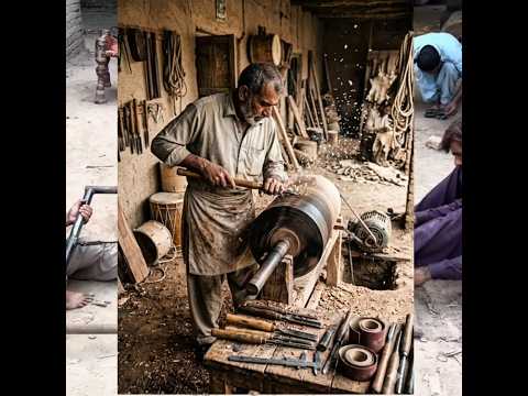 كيف يتم صنع طبلة دول خشبية بمهارة الحرفيين باكستان 😨 #shorts