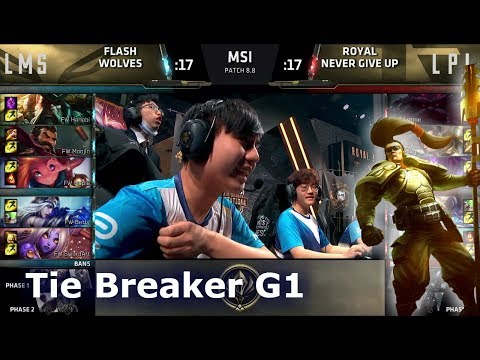 Flash Wolves vs Royal Never Give Up | Tie Breaker LoL MSI 2018 Main Event Group Stage | FW vs RNG