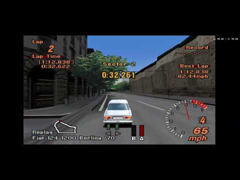 Gran Turismo 2 A-Spec Stock laps ( Fiat 124 Berlina ) Rome Short Circuit 1:12.838