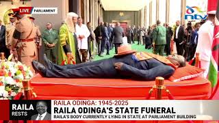 President Ruto pays last respect to Raila Odinga who is lying in state at Parliament Buildings