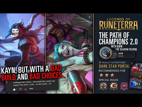 Kayn, but with a BAD BUILD, and BAD CHOICES vs 3 Star Weekly Adventure Jinx | Path of Champions 2.0