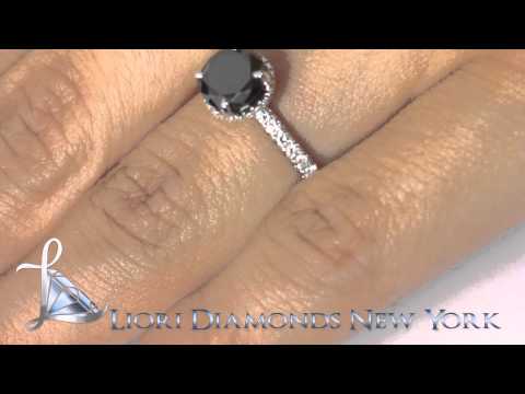 BDR-047 - 1.65 Carat Carrie's Sex & The City 2 Natural Black Diamond Engagement Ring 18k