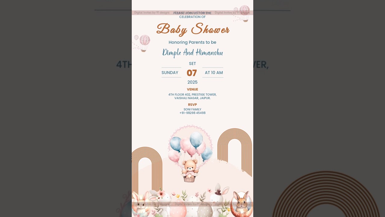 Mint Green & Gold Baby Shower Invite