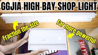 GGJIA 130W LED Linear High Bay shop light - led low profile shop lighting upgrade 5k ultra bright
