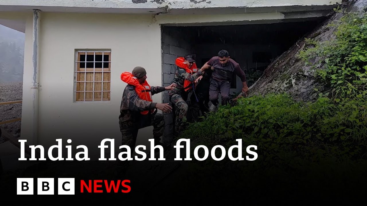 Dozens feared trapped as cloudburst triggers flash floods in India | BBC News