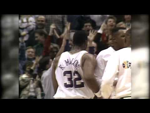 Karl Malone dunks on Michael Jordan 1992