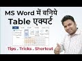MS WORD TABLE TIPS TRICKS And Important Shortcut Keys Hindi