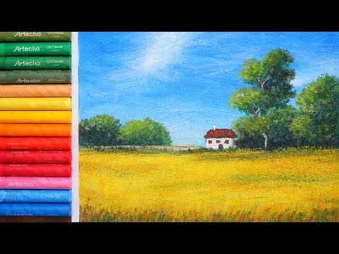 Rural landscape painting tutorial| Step by Step ✨