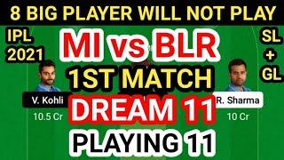 MI vs BLR Dream 11 Team Prediction || MI vs BLR Dream11 Team Analysis 1st Match || MI vs RCB Dream11