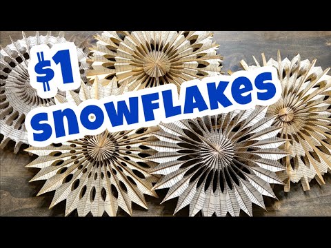 Cheap & Easy DIY Christmas decor | How to make paper snowflakes | book page stars