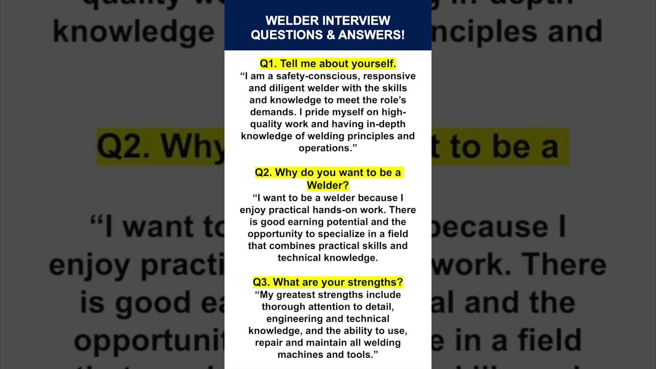 WELDER Interview Questions & Answers! #welderjobs #jobinterview #welding