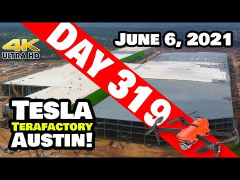 Tesla Gigafactory Austin 4K  Day 319 - 6/6/21 - Terafactory Texas - GIGA TEXAS FINALLY DRIES OUT!