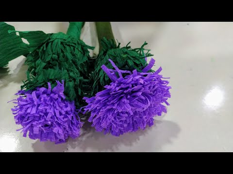 How To Make Thistle Flower Crepe Paper/Parvathy's craft and creations