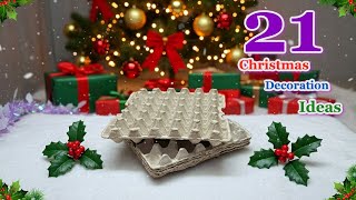 21 Affordable Christmas/Holiday Decoration ideas from waste Egg Tray | DIY Christmas Craft idea 60☃️