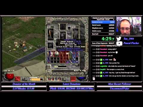 Diablo 2 LoD Hell any% RTA Druid Speedrun 7:34:17