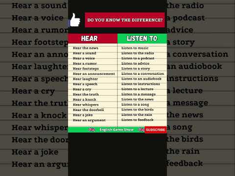 HEAR vs LISTEN: What's the Difference?[2024] #improveenglish #toefl #ielts #learnenglish #esl #study