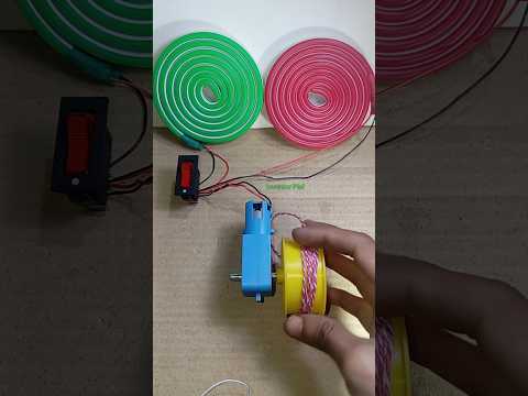 Multi Colour Neon Strip Light Powered By Metal Gear Motor #project #invention #diy