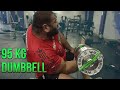 95 KG 210 LBS 1 Arm Seated Bicep Curls With Subtitles