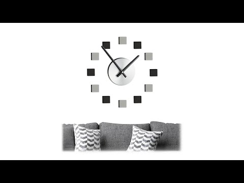 Horloge murale DIY moderne Noir - Gris - Argenté - Métal - Matière plastique - 110 x 110 x 4 cm