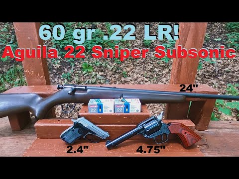60 gr .22 LR! Aguila 22 Sniper Subsonic Ballistic Test - 3 Barrel Lengths