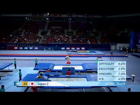 Japan 2 (JPN) M - 2022 Trampoline Worlds, Sofia (BUL) - Q Synchro Exercise 1