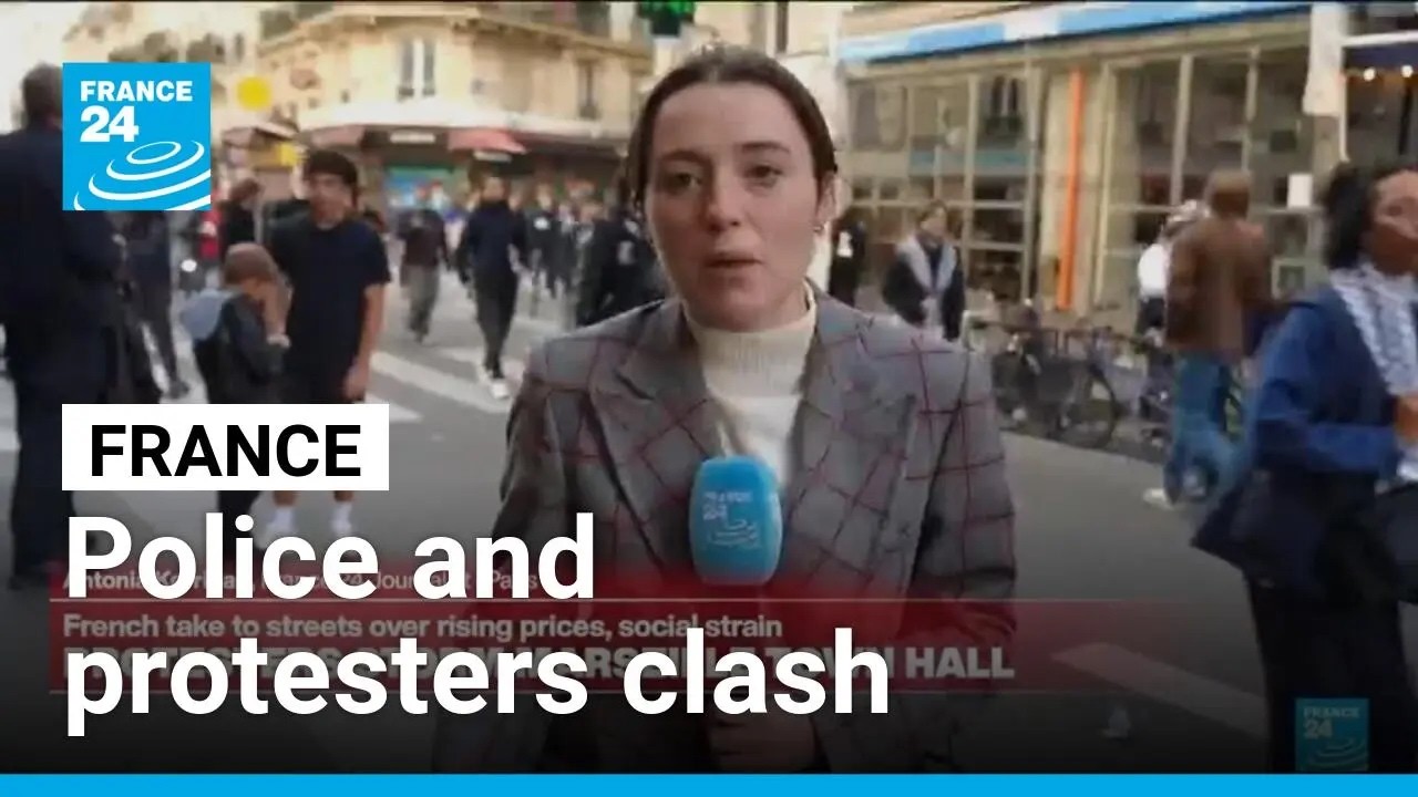 Video: Protests converge on Paris as fires break out at Place de la République