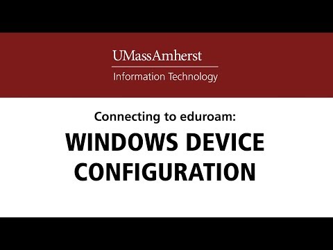 Windows Eduroam Setup Guide Umass Amherst