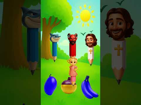 Who Will Color the Fruits Correctly? 🍎🥭🍌 Funny Challenge! #jesus #biblestudy #colour