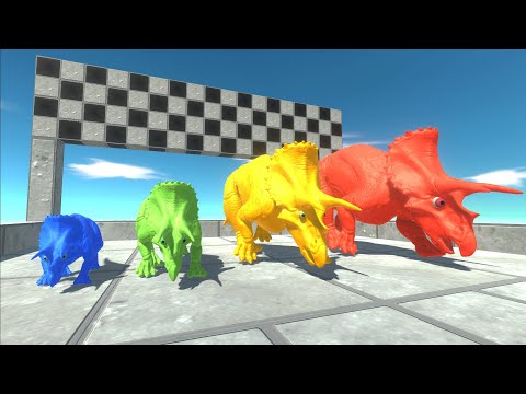 ALL SIZE COLOR TRICERATOPS VS T-REX COLOR DINOSAURS COLOR PACK ANIMAL REVOLT BATTLE SIMULATOR RACE