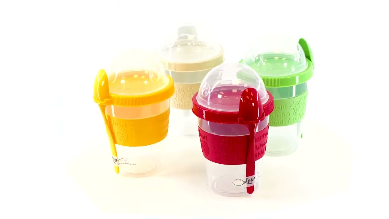 Yogurt Mug with Compartment and Spoon