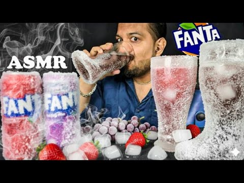ASMR COLD ICED🥶 FANTA SOFT DRINKS | COLD DRINKS🍷| STRAWBERRY & GRAPES SODA | DRINKING SOUNDS MUKBANG