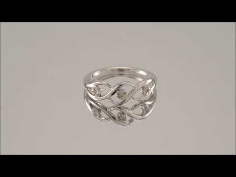 9ct White Gold Diamond Weave Trilogy Cluster Ring - D7208