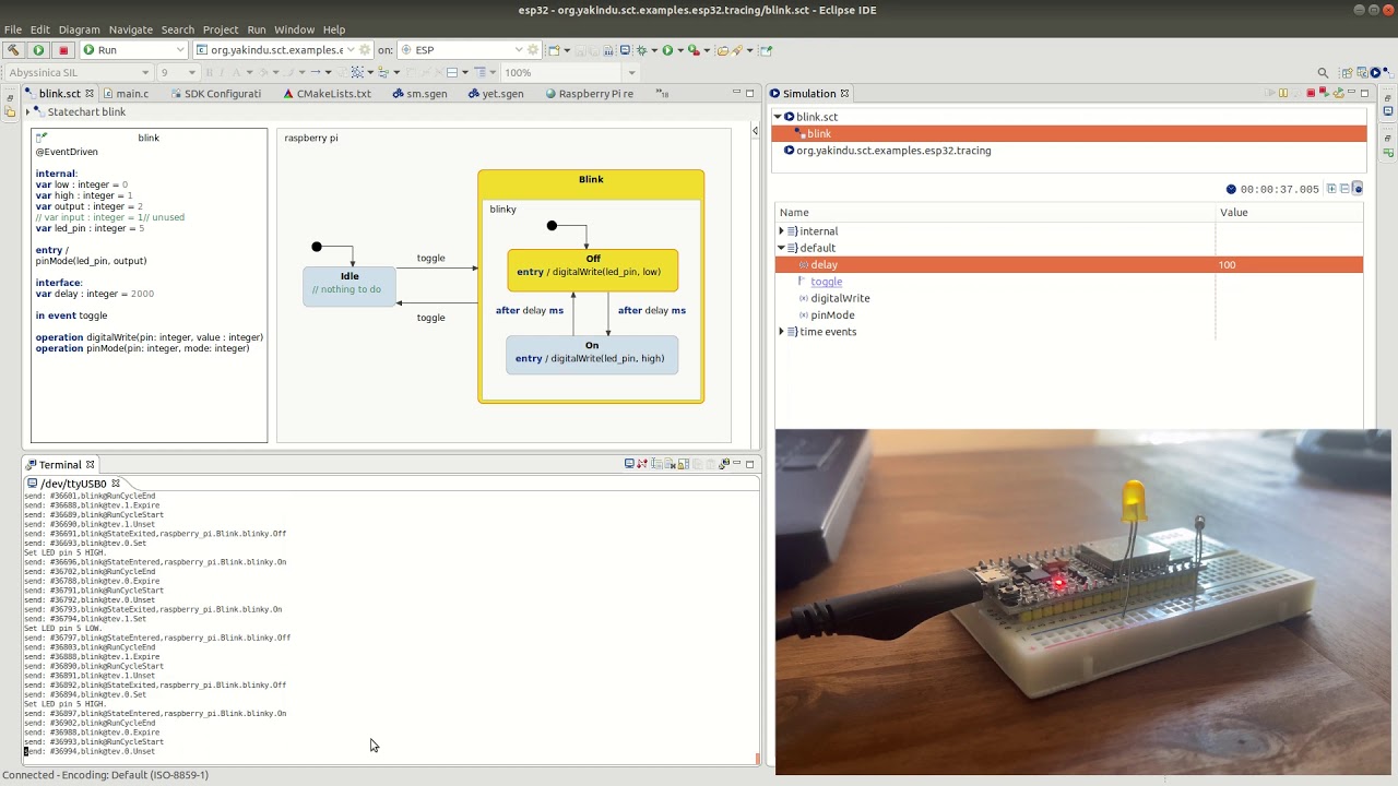 itemis CREATE on an ESP32 with Execution Tracing