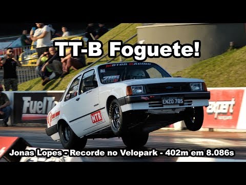 Chevette TT-B Jonas Lopes - 402m em 8.0s! Recorde no Velopark.