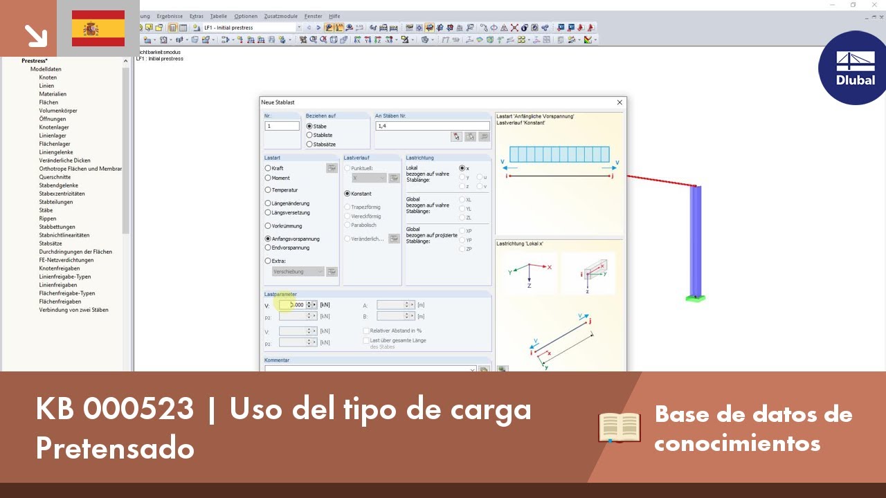 KB 000523 | Uso del tipo de carga &quot;Pretensado final&quot;