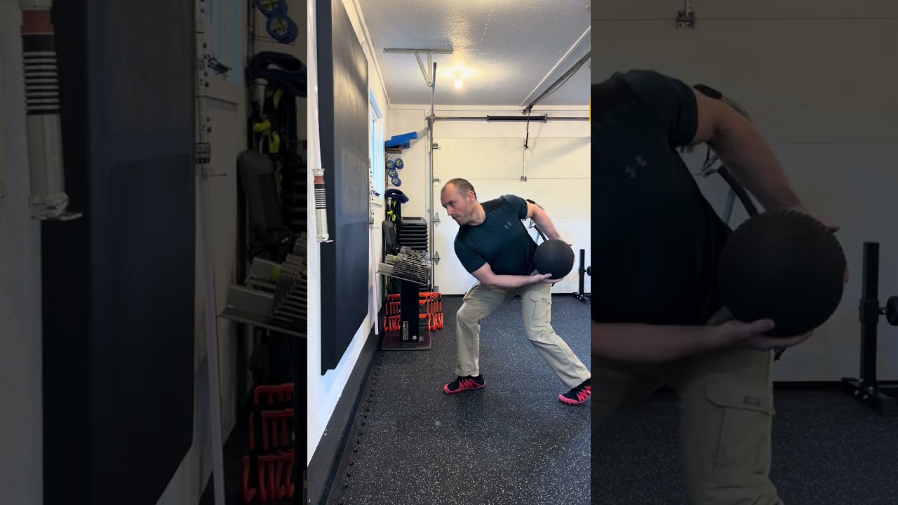 2. Split Stance Medicine Ball Scoop Toss (Side View)
