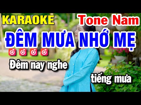 Karaoke Đêm Mưa Nhớ Mẹ Tone Nam Nhạc Sống | Huỳnh Lê