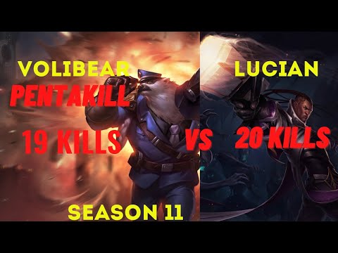 Volibear jungle pentakill vs lucian Season 11 league of legends gameplay